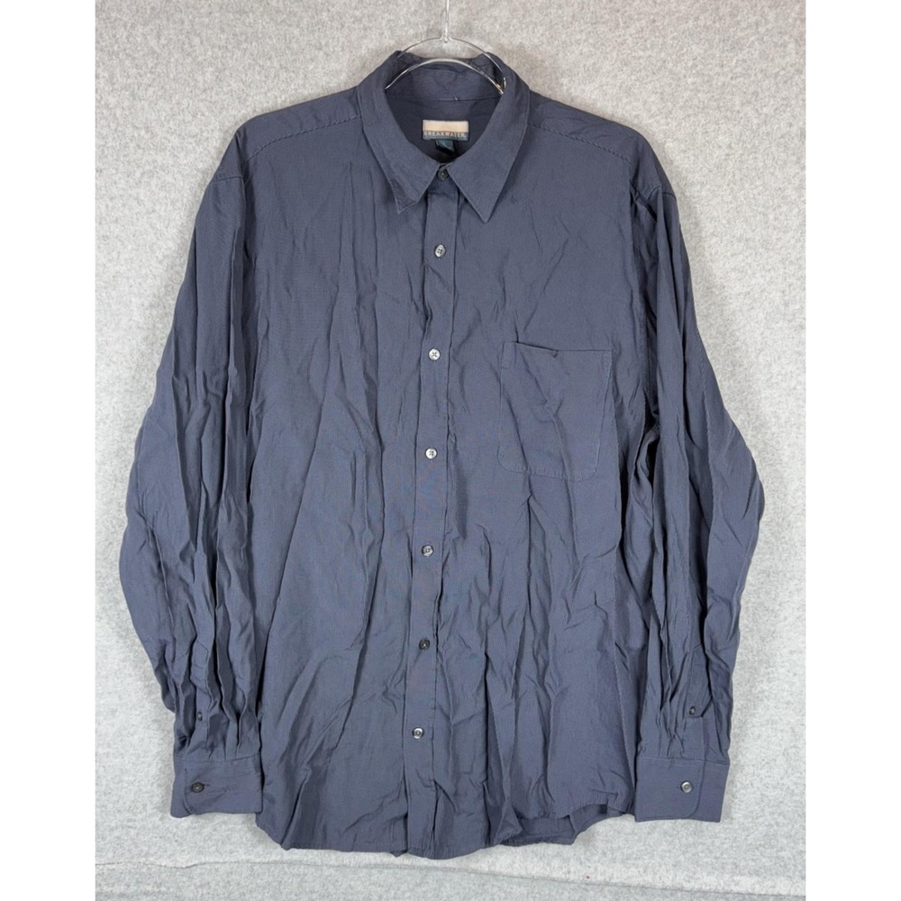 Breakwater Shirt Mens Large Blue Pinstripe Button Up Long Sleeve Pocket Dressy